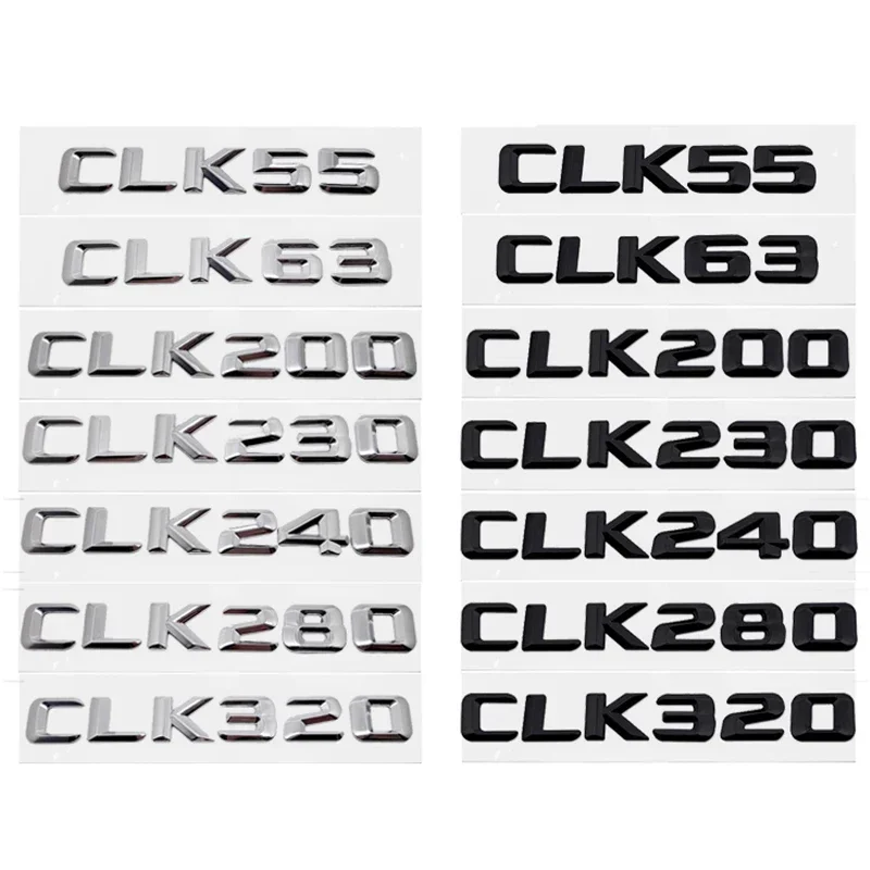 메르세데스 벤츠 CLK55 CLK63 CLK200 CLK230 CLK240 CLK280 CLK320 CLK 클래스 테일 배지용 3D 레터 자동차 트렁크 엠블럼 스티커