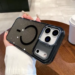 Luxury Bling Glitter Magnetic Phone Case with Wireless Charging Compatibility - 17Promax (Black)