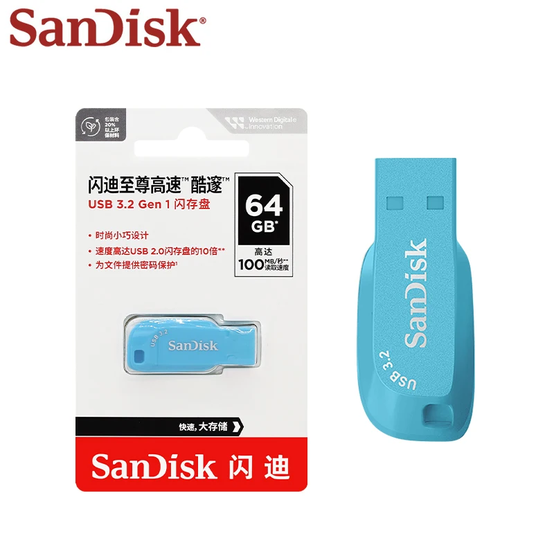 

100% Original SanDisk CZ410 USB 3.2 Gen1Purple USB Pen Drive 64GB 128GB 32GB colorful memoria usb Bule USB Flash Drive For PC
