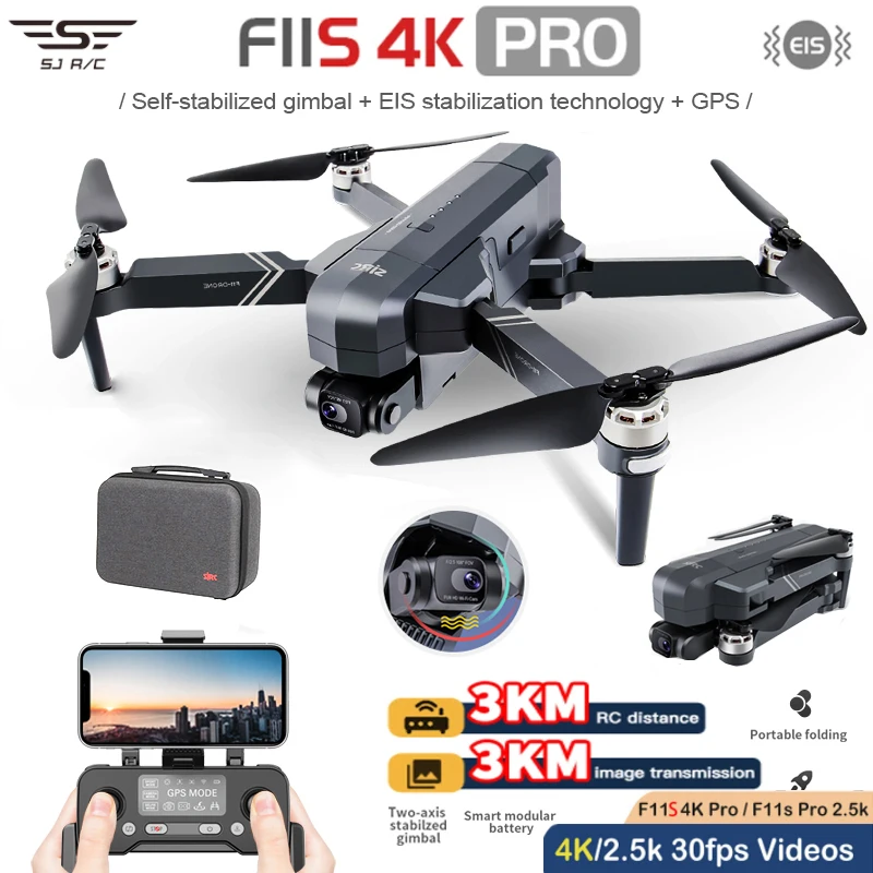 

SJRC F11S 4K Pro GPS Drone 4K Profesional RC Quadcopter With Camera Foldable 2 Axis Stabilized Gimbal 5G WiFi FPV Drones