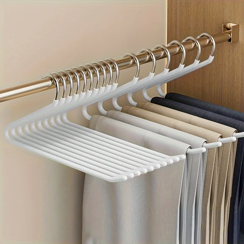 10pcs Space-saving Goose Z-shaped Pants Hanger Durable Metal Material Multi-functional Pant Storage Household Supplies