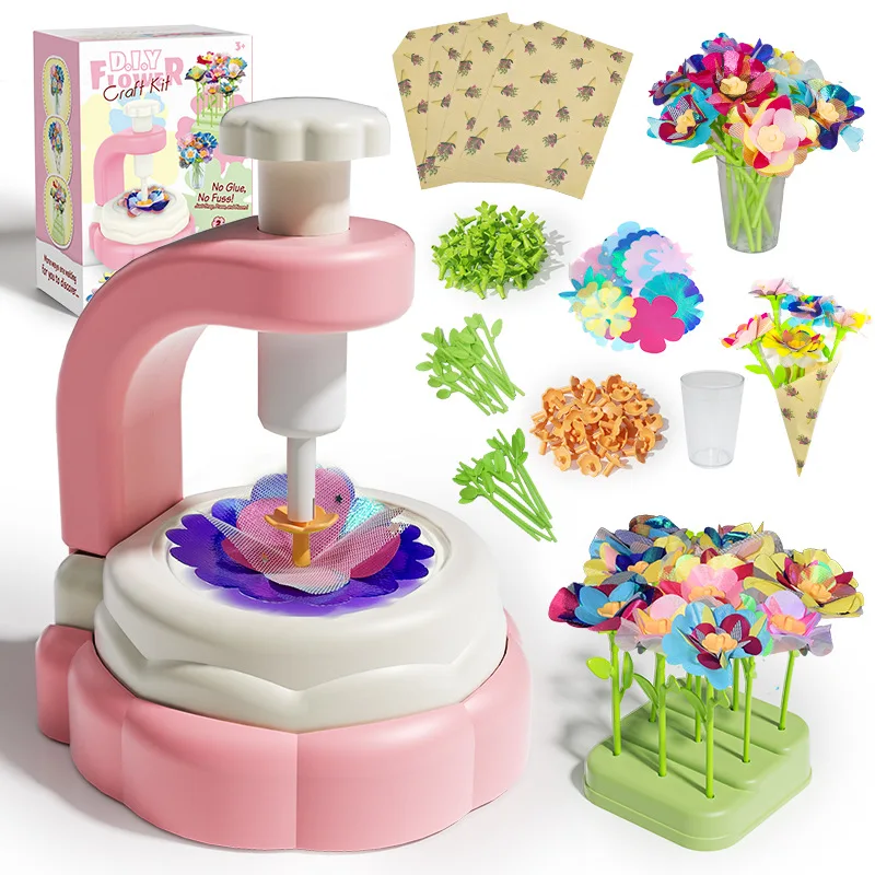 Fabric Flower Bouquets Toys DIY Craft Kits Toys for Kids Handmade Flowers Market Toy Girls Christmas Birthday Gift 5