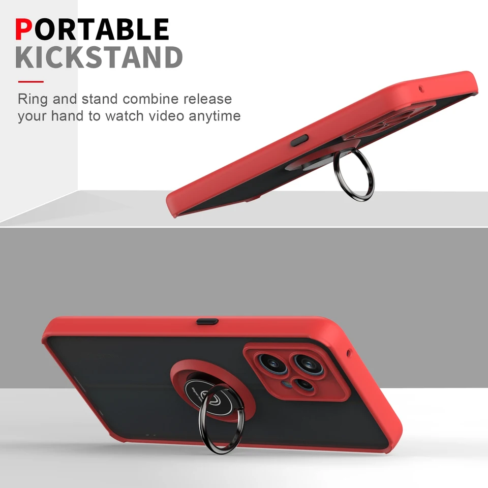 GOKEN Cover Per Realme 9 5G / Realme 9 Pro – Custodia Ibrida TPU+PC Con Anello Magnetico 360° E Supporto Auto, Blu - 2