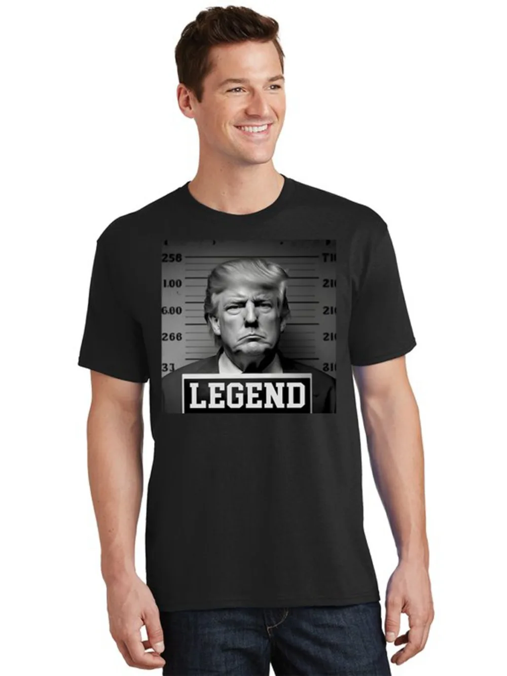 

Футболка с изображением Дональда Трампа Mugshot Legend, новинка, 100% хлопок, с круглым вырезом, летняя повседневная мужская футболка с коротким рукавом, размер S-3XL