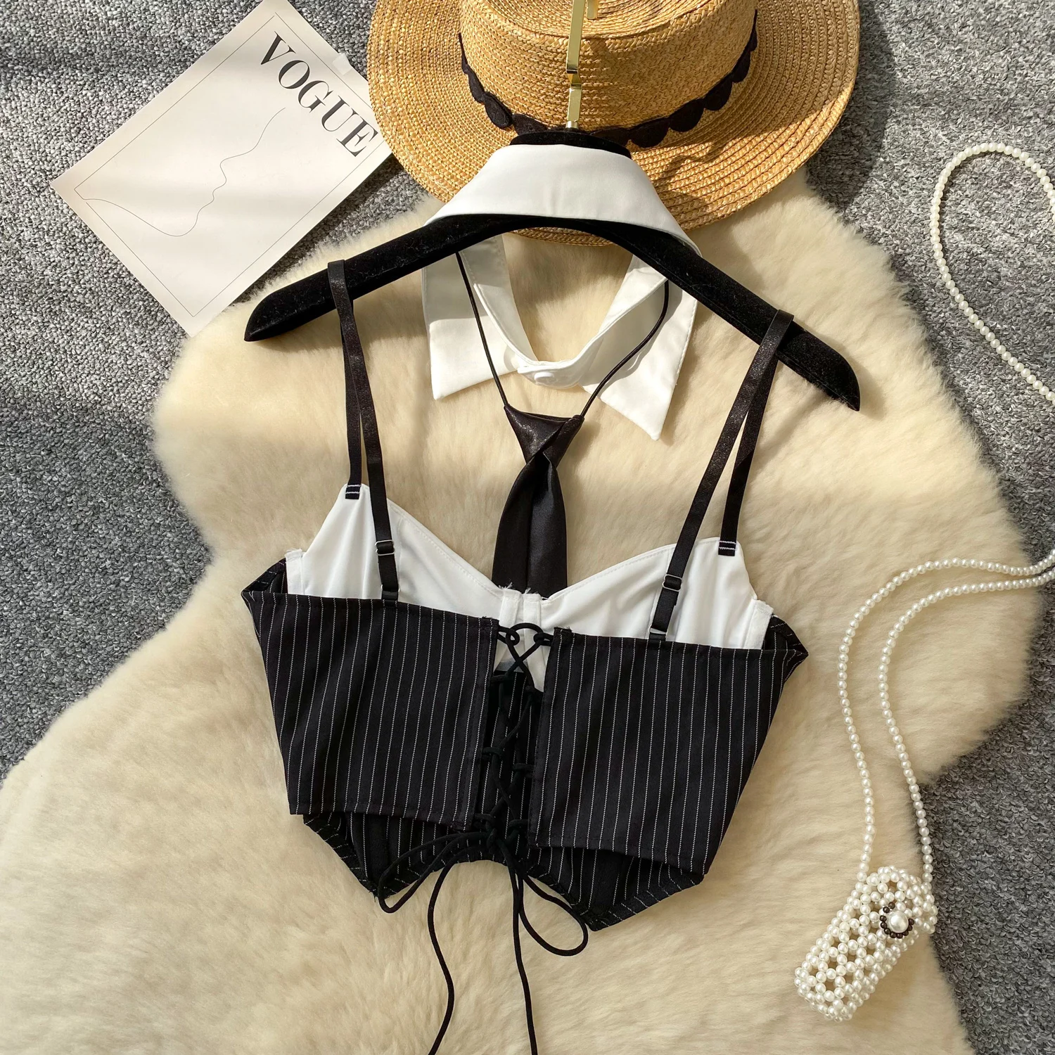 SINGREINY Club Sexy Camisole, Hotsweet Top Streetwear Patchwork Striped Mini Tank Top - Uniqwear