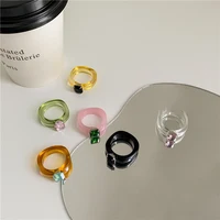 Bague de Luxe Géométrique Irrégulière pour Femme, Strass Clip Coloré Transparent, Bague Ronde, Accessoires de Bijoux Brillants 1