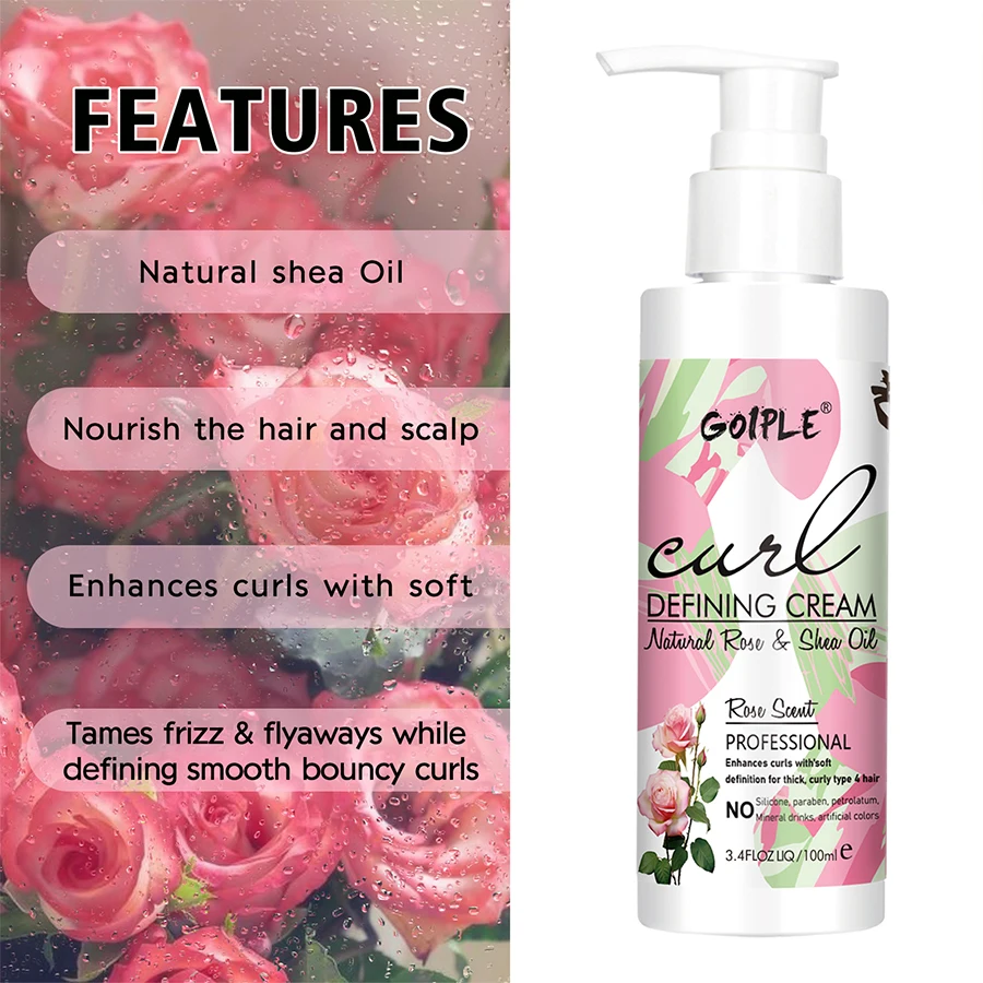 GOIPLE 100ML Curl Defining Cream Curly Hair Moisture Conditioner Shiny Boost Curls Elasticity Enhancer Styling Volumizing Cream