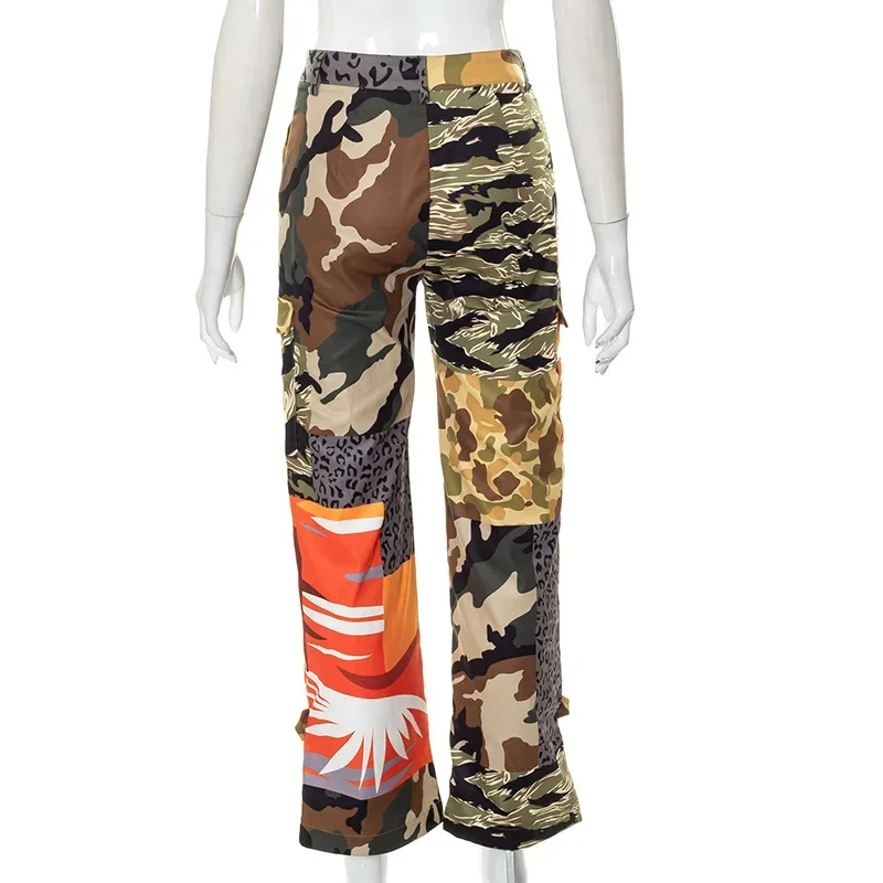 Camouflage Cargo Pants Women 2023 Autumn New Printed High Waist Slim Fit Casual Loose Pockets Joggers Trouser Streetwear
