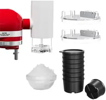 Shaved Ice Attachment for KitchenAid Stand Mixer, Snow Cone Attachment for KitchenAid with 8 Ice Molds, Stainless Steel Blade Ic 1