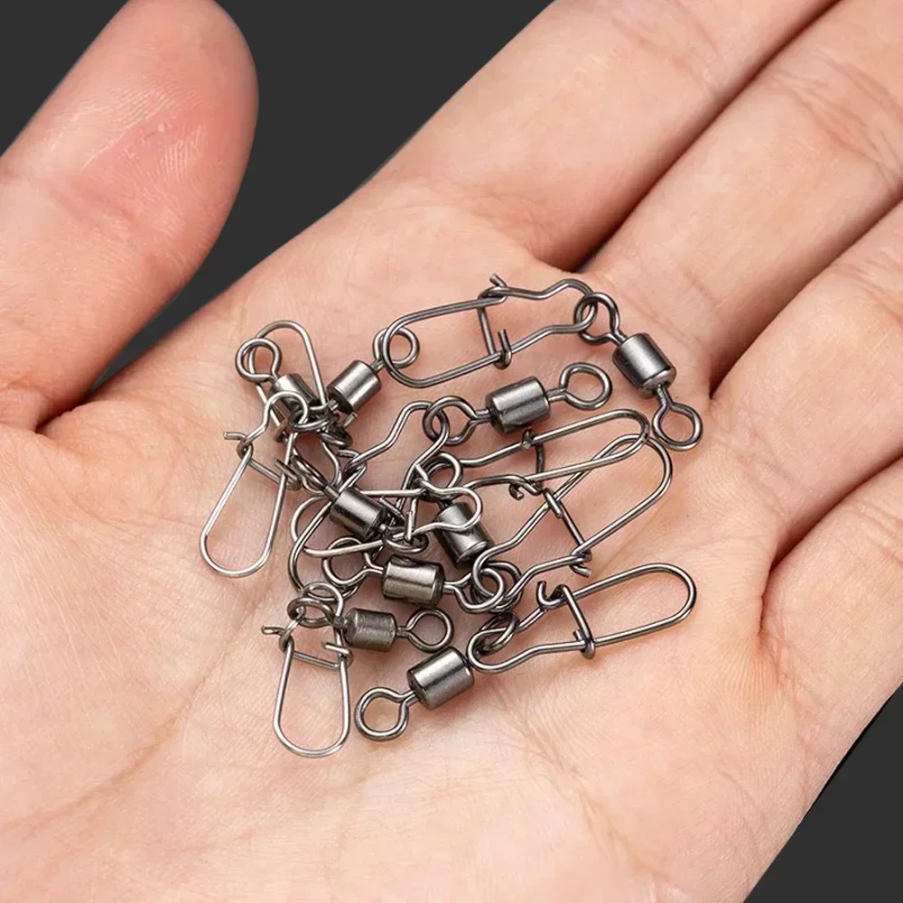 100 teile/schachtel Schwenk Snap Pin Rolling Ring Angelgerät Box Schnalle Haken Kit Draht Stecker Drehen Lager Pesca 35 -100 stücke Getriebe – Detail 7