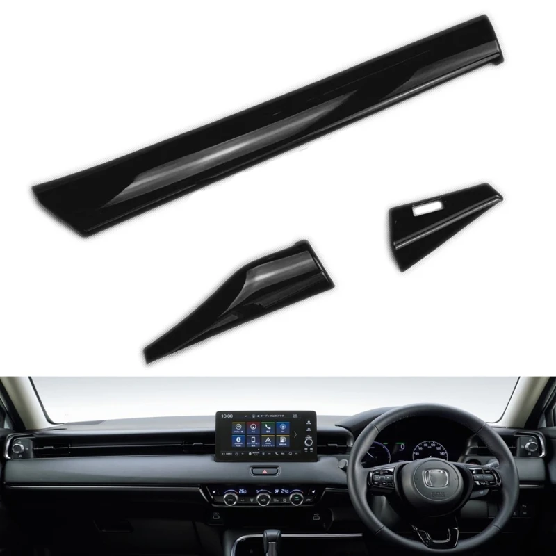 

RHD For Honda Hrv Hr-V Vezel 2021 2022 ABS Piano black Dashboard Panel Dial Trim Cover Center Console Decal Strips 3pcs