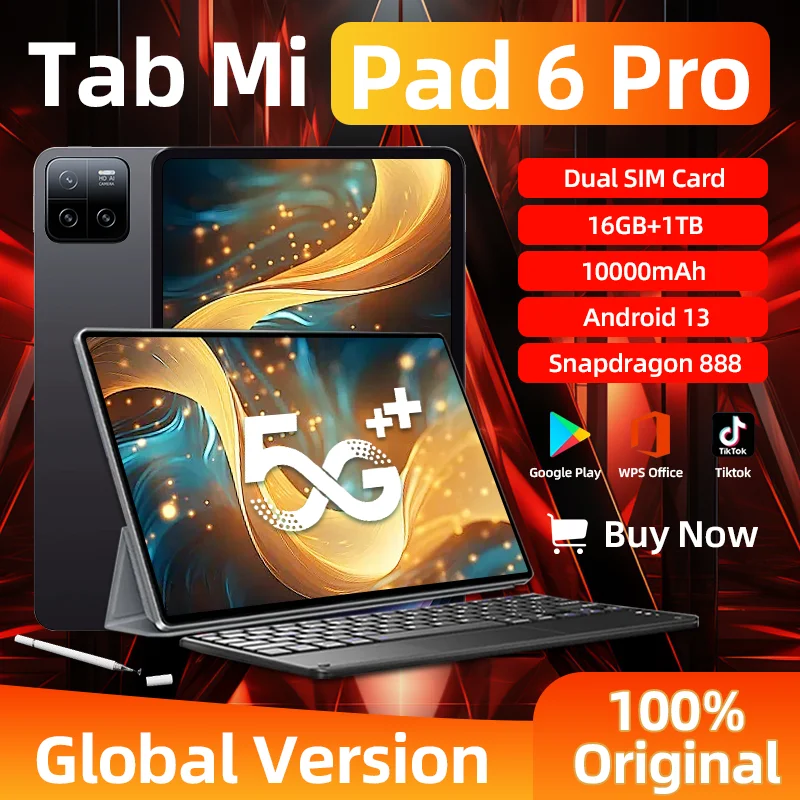 

Global Version Original Tablet PC Android 13 Pad 6 Pro Snapdragon 888 RAM 16GB+1TB 5G Dual SIM Card 10000mAh HD 4K Wifi Mi Tab