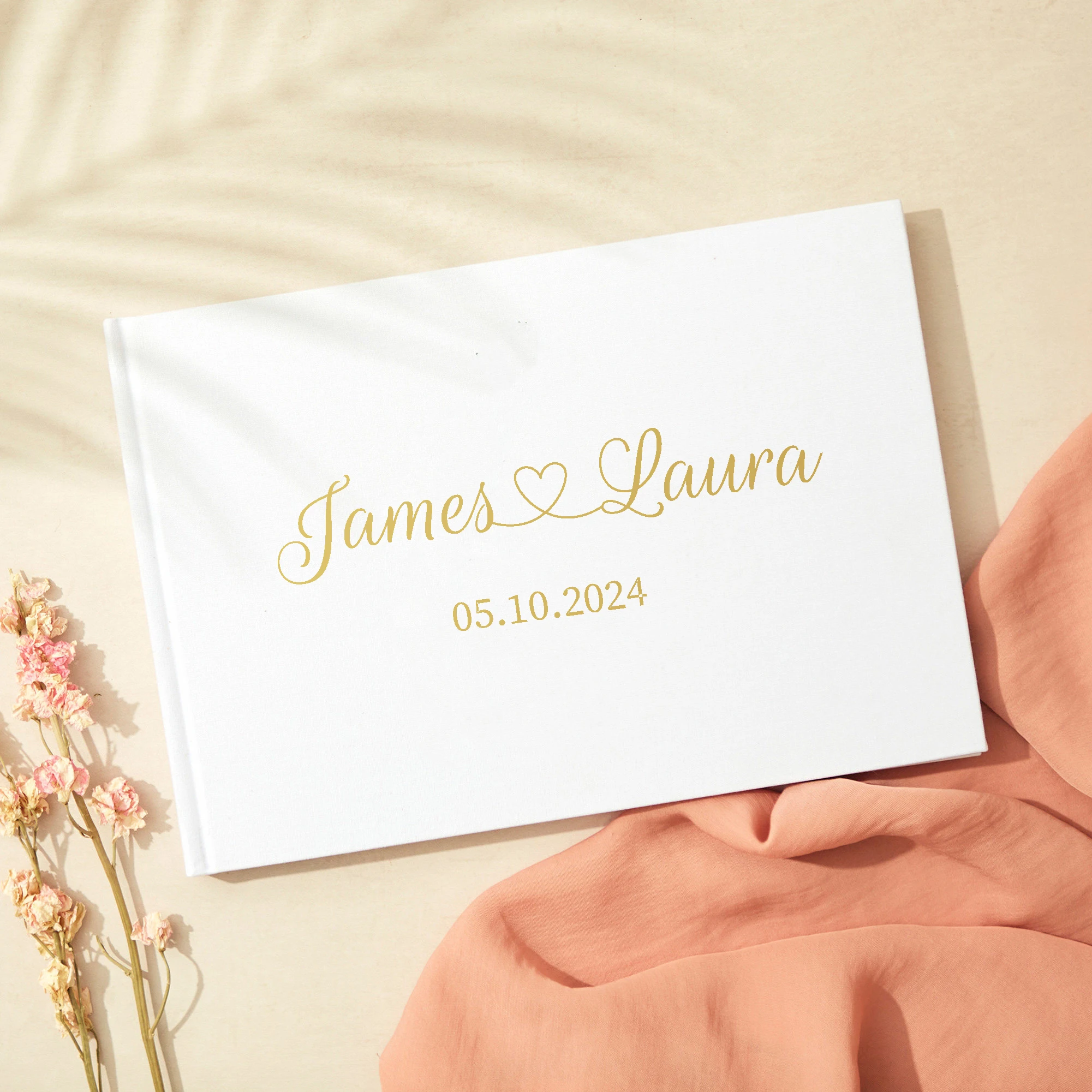 Personalized Wedding Guest Book Noble Message Photo Album Simple Elegant Horizontal Wedding Reception Signing Book