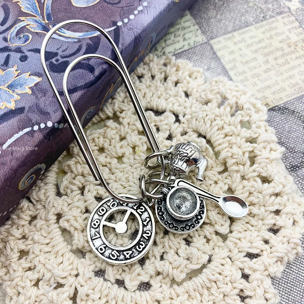 

Винтажный Сделай Сам старые скрепки серебряный металлический подвесной декоративный подвесной стакан для послеобеденного чая гетероморфный зажим-Органайзер