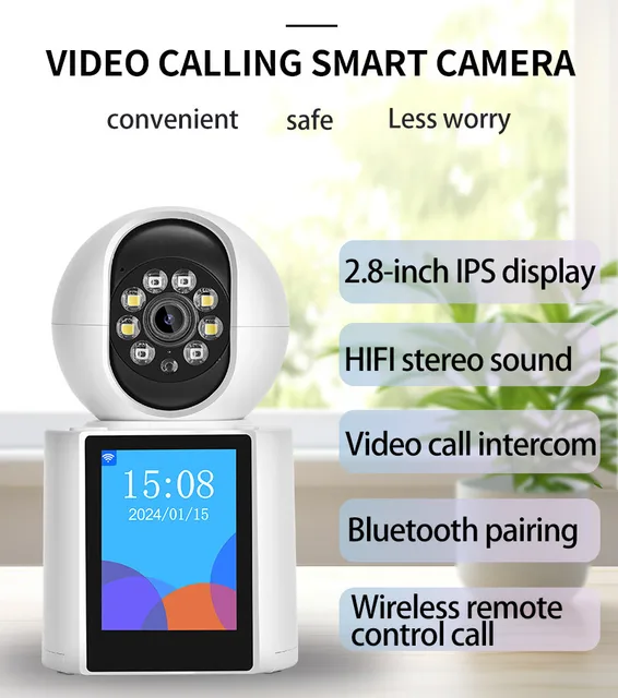 WIFI 3MP Video Intercom Camera w/ Built-in Screen, AI Human Tracking, 355° Rotation, HIFI Sound, Cloud/SD Storage, Battery+Wired 2