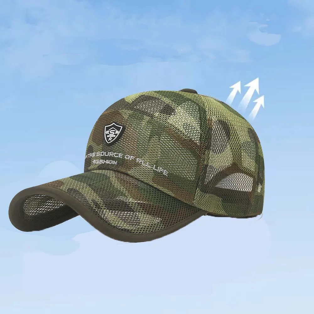 Casquette baseball camouflage été 2023 pêche - Mesh complet grande visière snapback réglable broderie