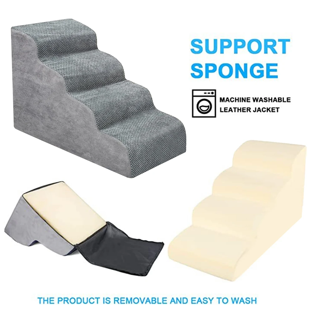 Hot Dog House Dog Stairs Pet 4 Steps Stairs for Small Cat Pet Ramp Ladder Anti-slip Removable Dogs Bed Supplies pet ramp stairs