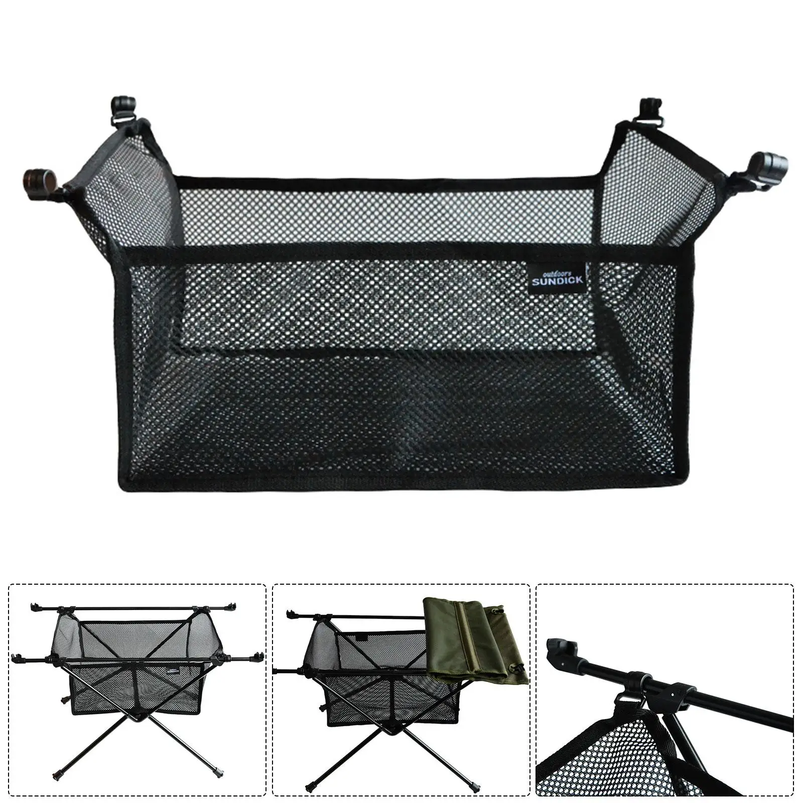 Camping Foldable Table Storage Net Bag Mesh Basket Organizer Foldable Table Netting Bag Under Table Storage Bag for Camping