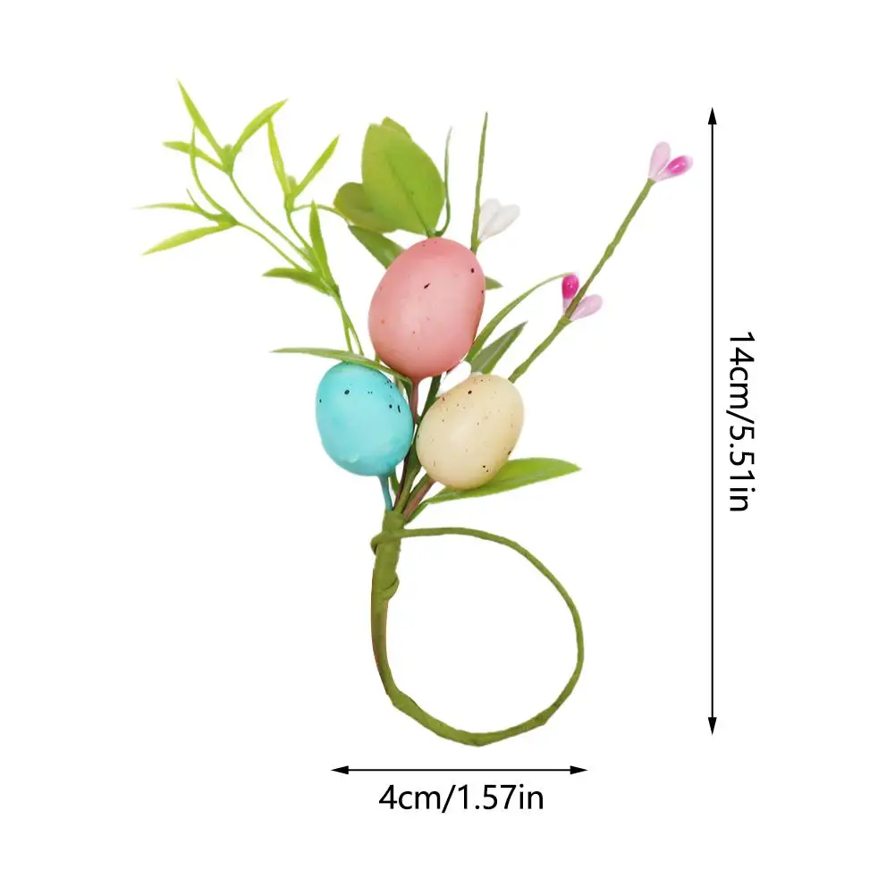 4/6pcsEaster Bunny Eggs Napkin Spring Home Decoration Artificial Plants Napkin Holder Buckles Happy Easter Party Suppl