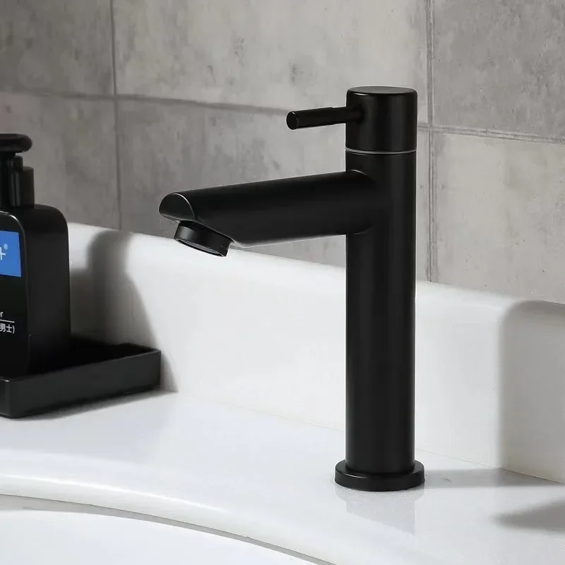 Basin Faucet 304 Stainless Steel Single Cold Water Tap Deck Mounted Lengthening and Raising Basin Sink Tap basin faucet