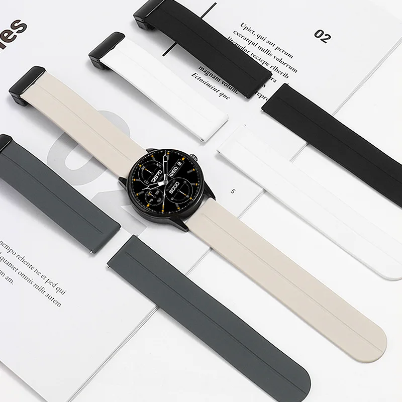 Silicone Magnetic Buckle Strap, 20/22mm - Versatile Smartwatch Bracelet