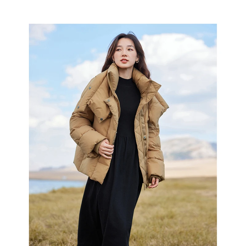 INMAN Women Down Jacket 2023 Winter Long Sleeve Windproof High Collar Design Loose Thick Coat Fashion Versatile Warm Outwear