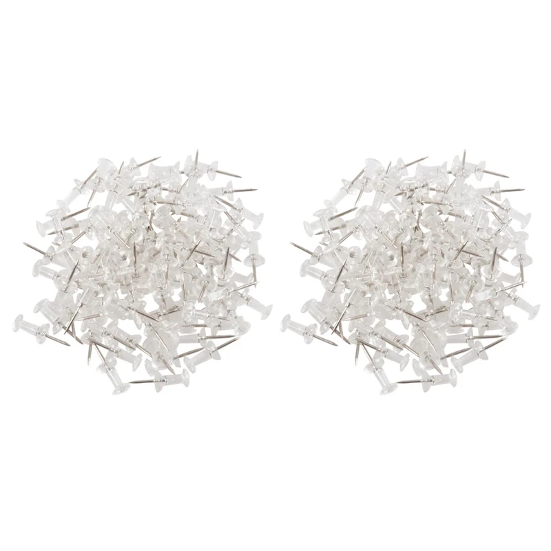 

200 Pcs Push Pin Thumb Tack Clear Color 3/8Inch Drawing Cork Board Office Pushpin