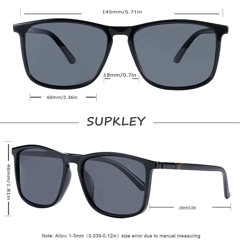 SUPKLEY Polarized Men's Sports Sunglasses - Lightweight Square Eyewear for Comfortable Wear