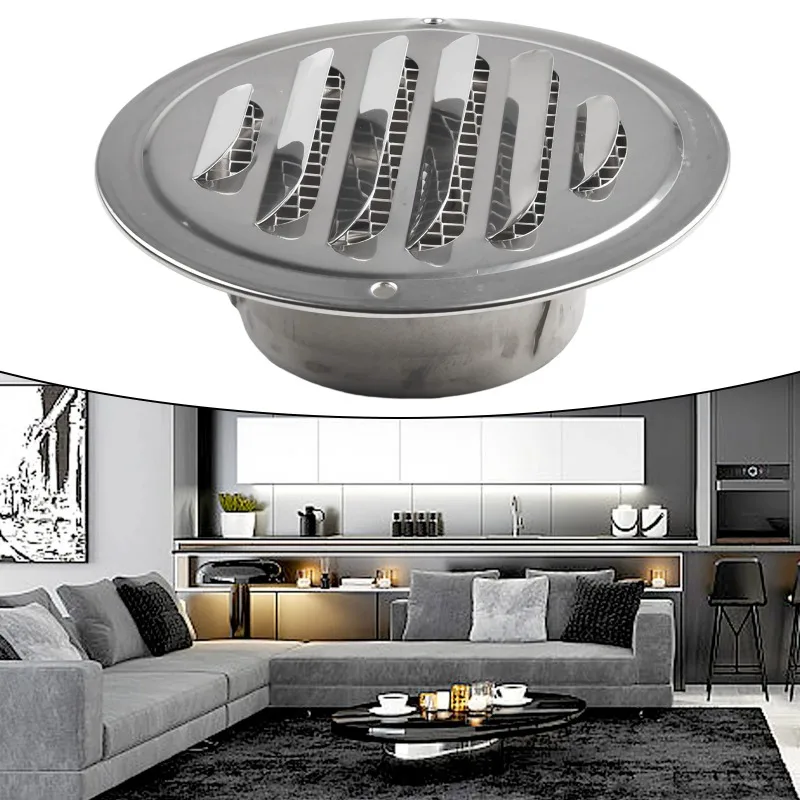 70-300mm Round Stainless Steel Exterior Wall Air Vent Grille Duct Home Office Air Vent Accessories Insect Protection