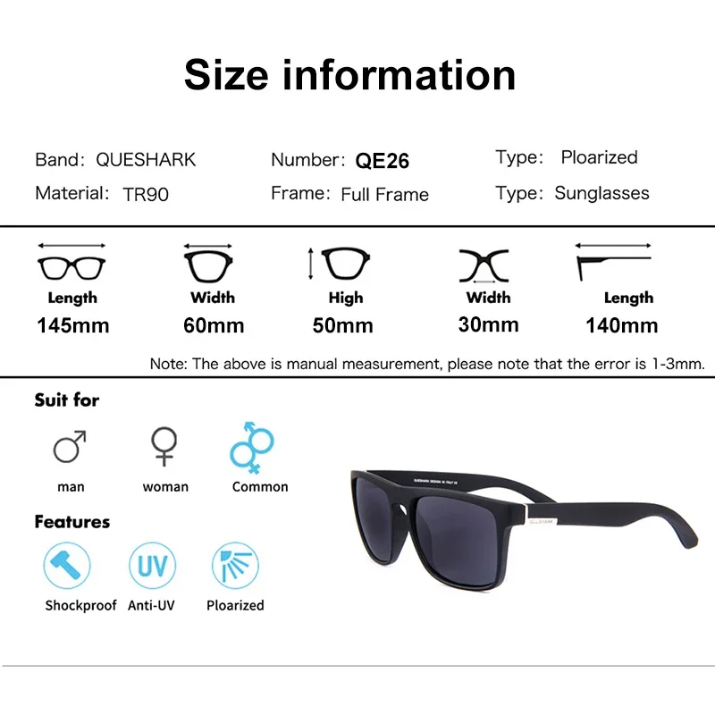 Polarized Sunglasses Fishing Sunglasses QUESHARK Women Men HD TR90 Frame Polarized Fishing Sunglasses Bicycle Glasses 100% UV400 Hiking Climbing Cycling Eyewear Sets