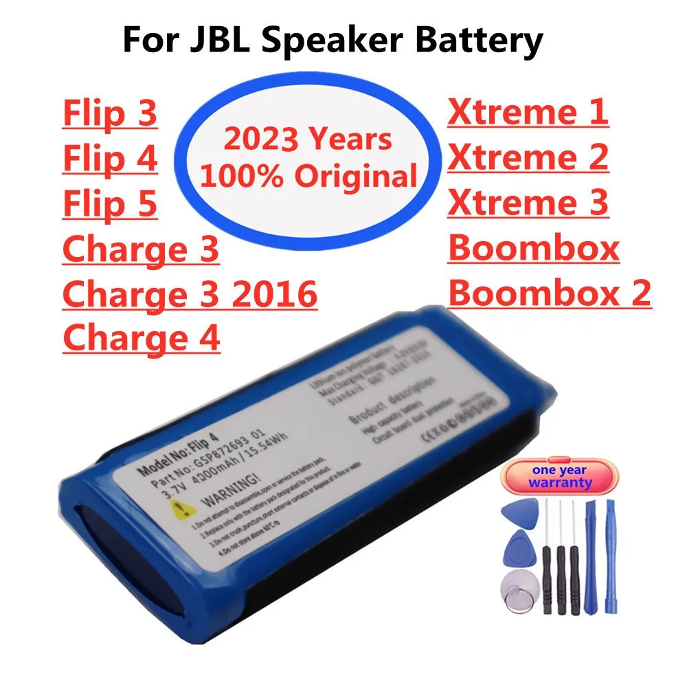 

2023 год, 100% оригинальный аккумулятор для JBL Flip 4 3 5 Boombox Xtreme 1 2 3 Charge 3 2016, специальный выпуск