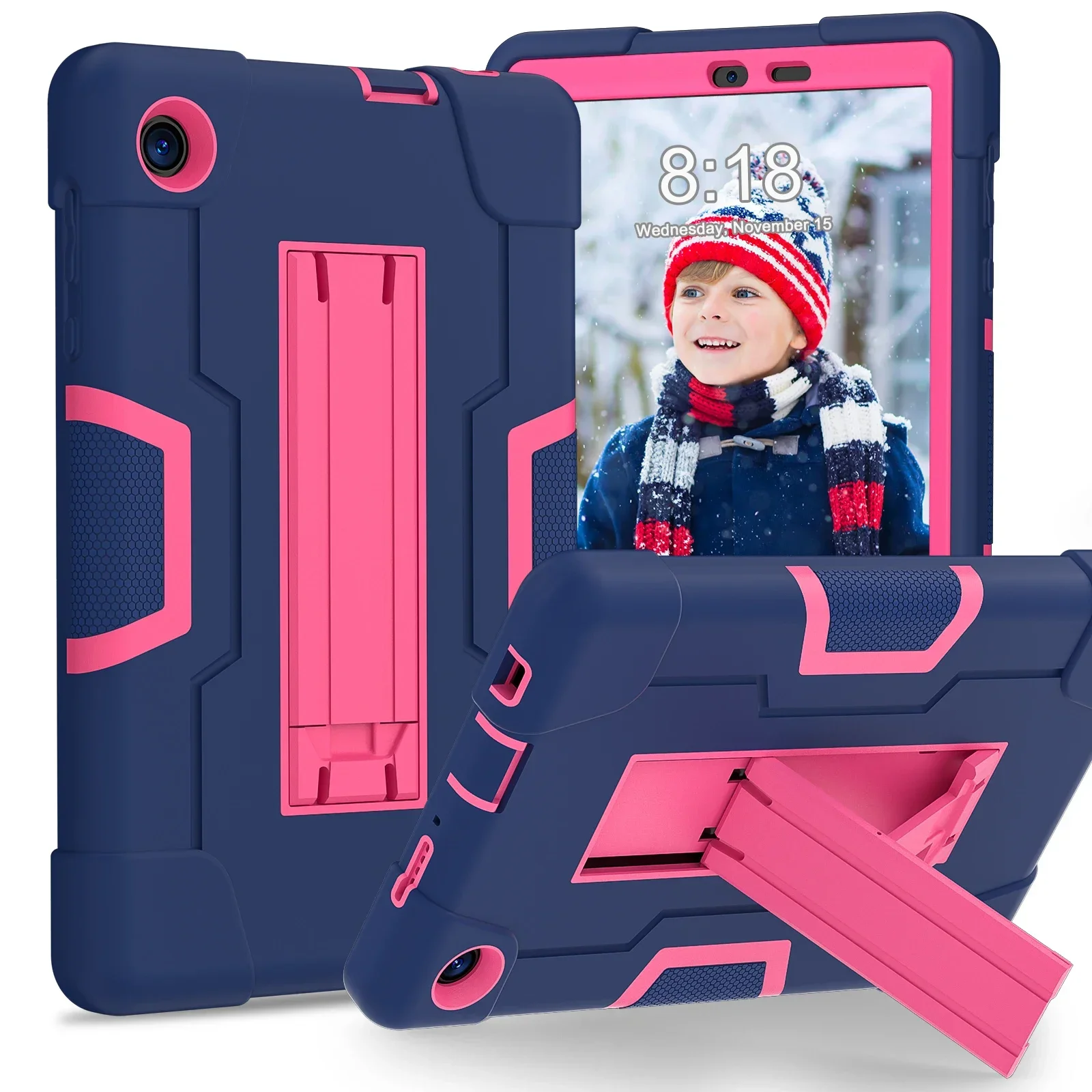 Rugged Shockproof Tablet Case with Built-in Kickstand and Pen Slot