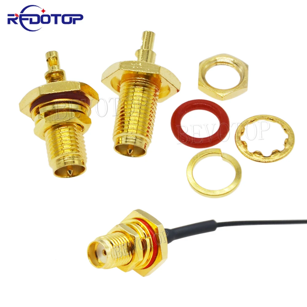 

10Pcs/Lot O-Ring Waterproof SMA/RP SMA Female Bulkhead Solder for RF0.81/RF1.13 Cable Straight RF Connector Gold Plated 50 Ohm