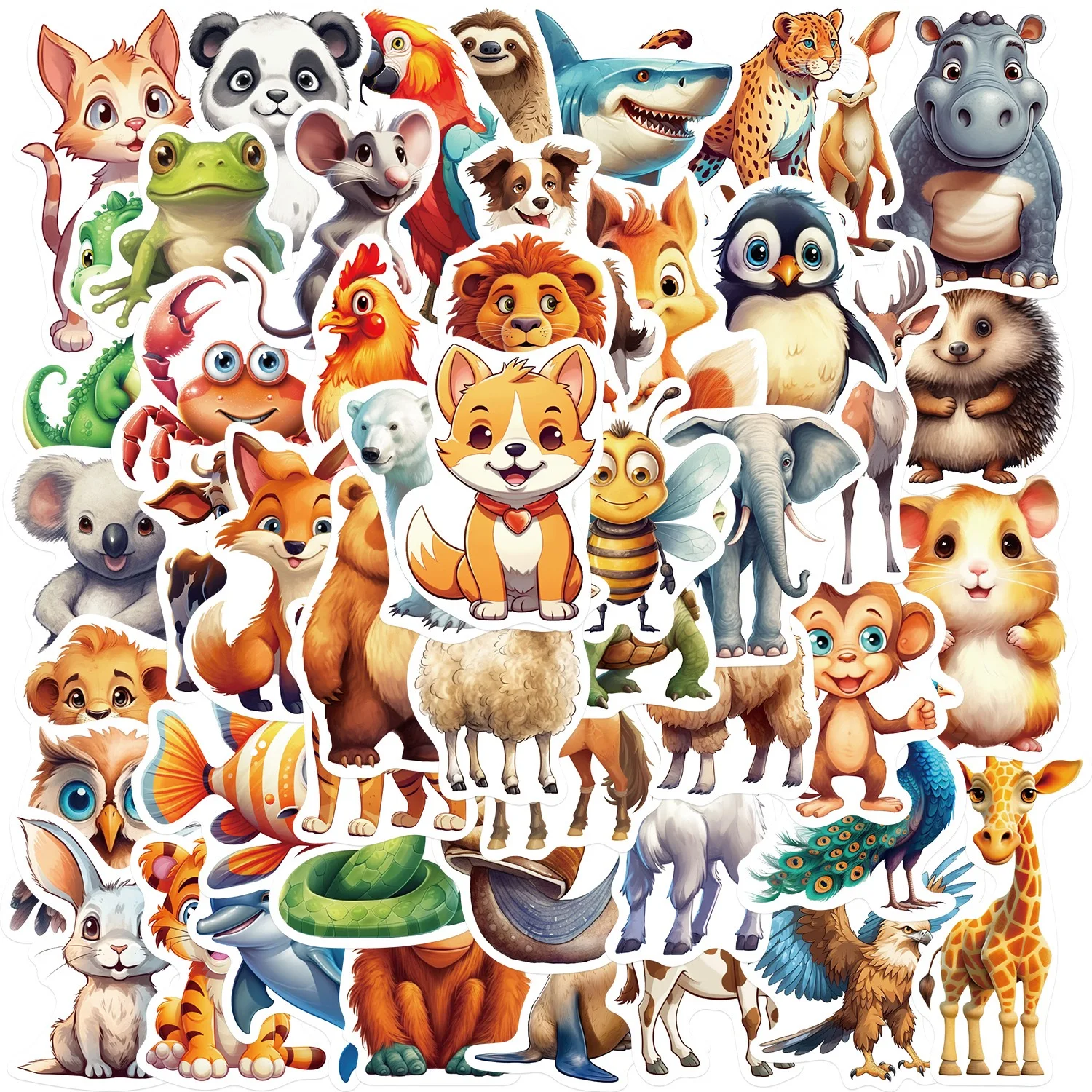 

10/50PCS Cute Cartoon Zoo Wild Animals Stickers for Toy DIY Phone Luggage Skateboard Laptop Kawaii Decals Graffiti Sticker