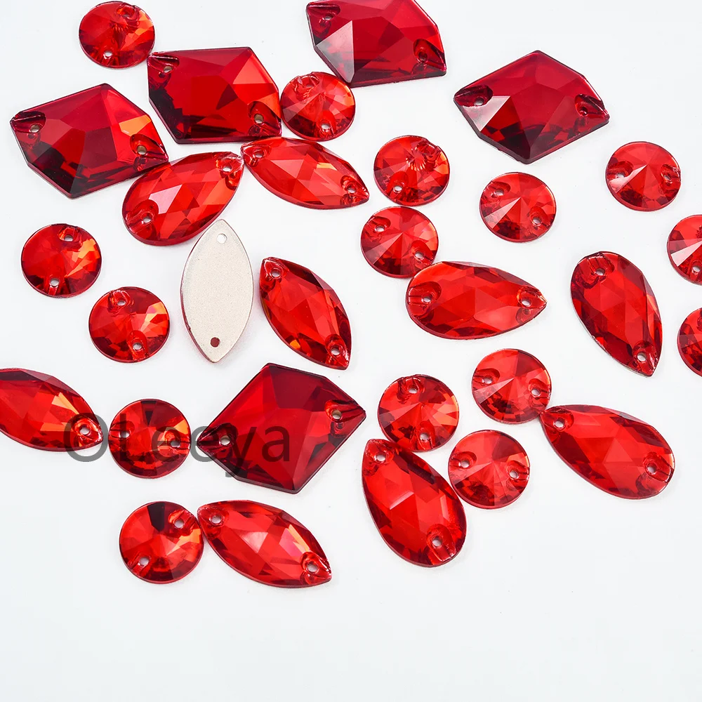 Oleeya 30pcs mix größe aaaaa k9 glas nähen auf strass steine nähen kristall ab flache rückens teine für kleidungs zubehör hochzeits kleid – Detail 6