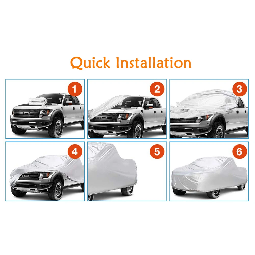 Truck Cover All Season Car Cover for Pickup Truck Against Dust Debris Windproof UV Protection 170T for Ford Raptor F150 F250 GMC 5