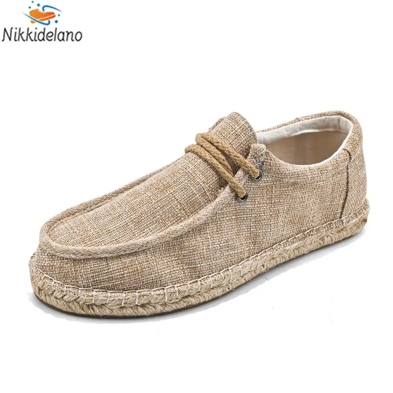 Men Causal Shoes Breathable Wide Slip On Canvas Sneakers Male Linen Shoes Summer Fashion Espadrilles Men Trend New Loafers