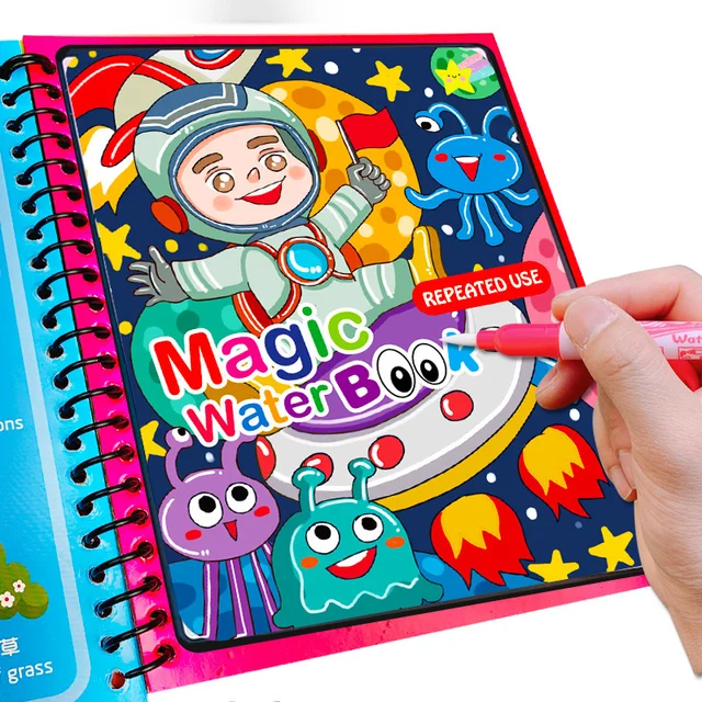 Paint with Water Books Reusable Pages No-Mess Art Book with Water Pen  Travel Toy for 3 4 5 6 Years Kids Toddlers - AliExpress