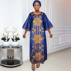 H&D African Clothes For Women Traditional Embroidery Dresses Bazin Riche Maxi Dress Women High quality Party Wedding 2024