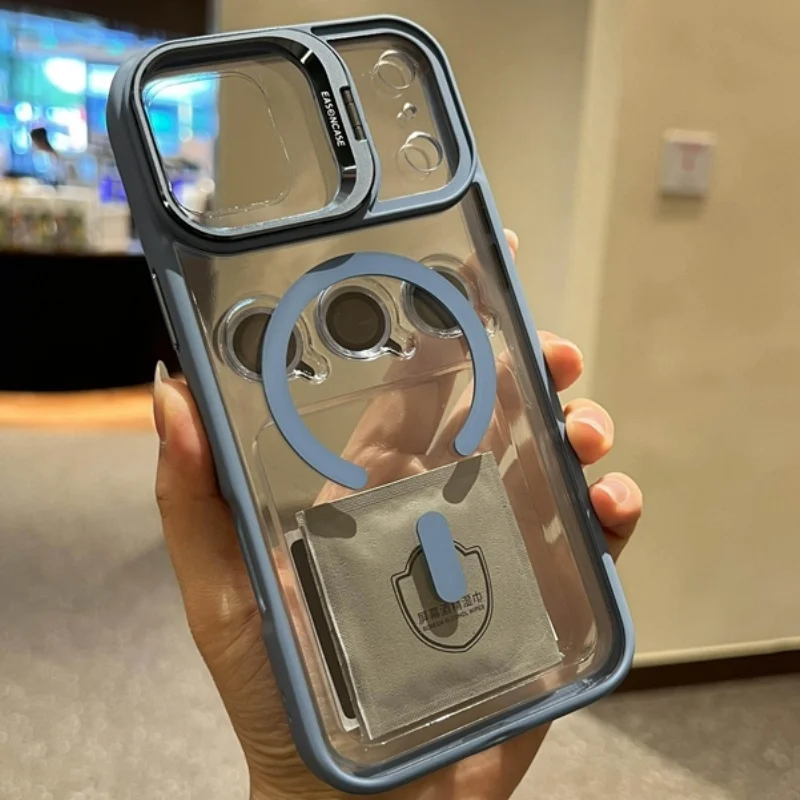 Luxury Magnetic Phone Case with Clear Glass and Stand Protection Cover