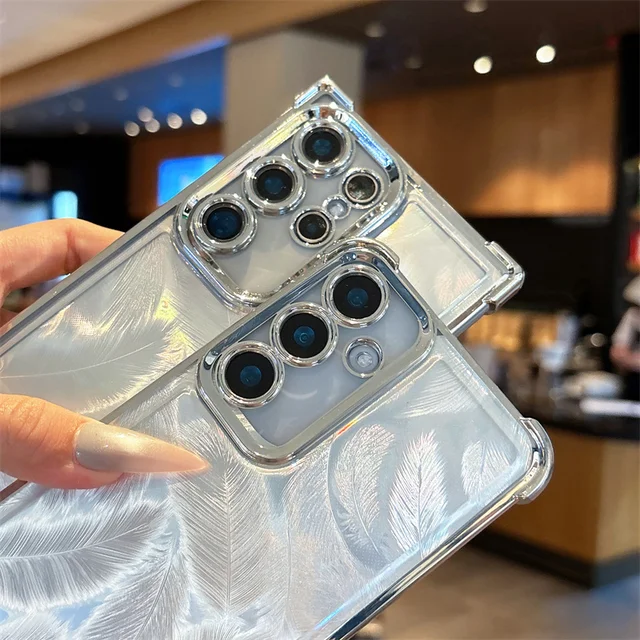 Phone Case For Samsung Galaxy A36 A56 A16 A26 A15 A35 A55 S25 S24 S23 FE Plus Ultra Luxury Laser Silver Gradient Silicone Cover 3