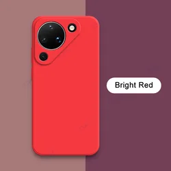 Luxury Dual Layer Cellphone Case with Lens Protection and Soft Square Liquid Silicone Design for Pura 90 Pro Max (Bright Red)
