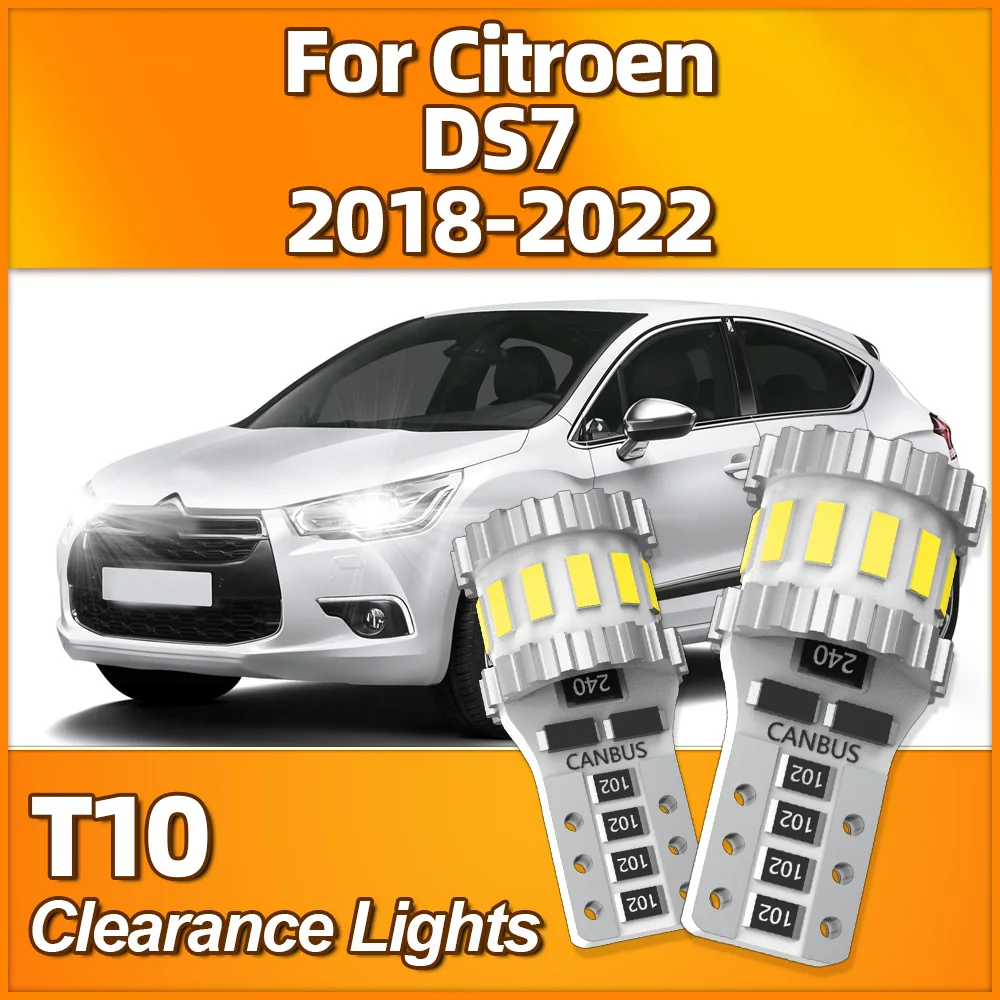 

2Pcs T10 W5W LED Bulbs Parking Lamps 6W 3400LM Clearance Lights 12V 6000K White For Citroen DS7 2018 2019 2020 2021 2022