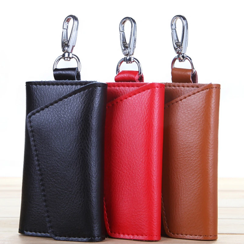 

Genuine Leather Keychain Men Women Key Holder Organizer Pouch Cow Split Car Key Wallet Housekeeper Key Case Mini Card Bag