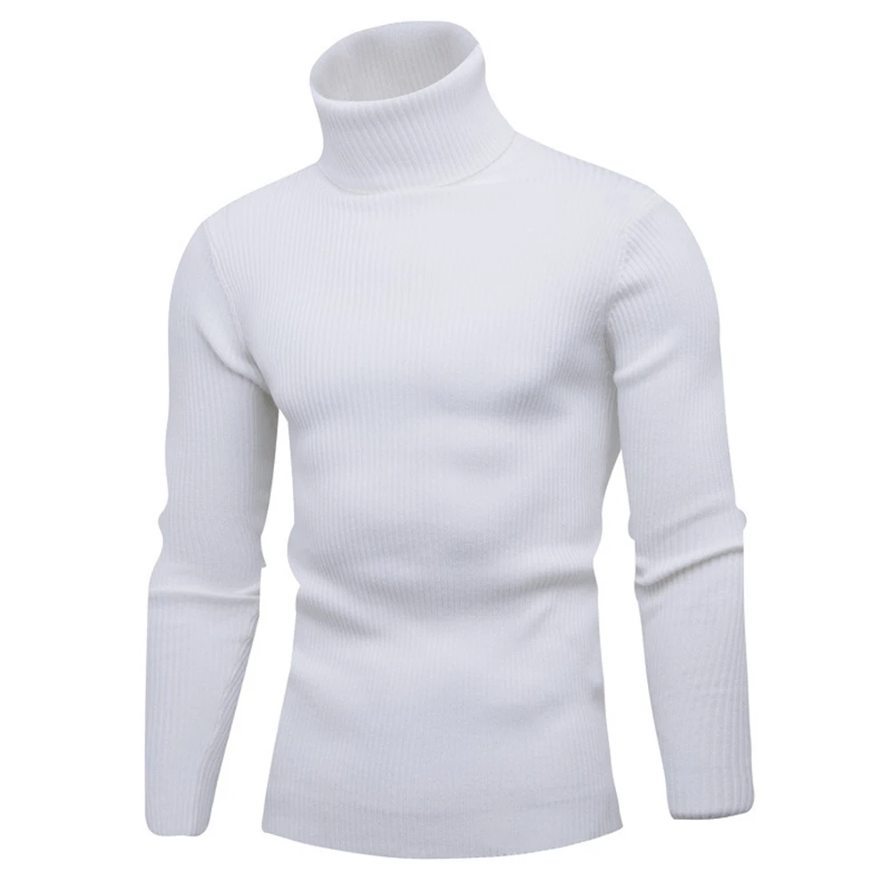 

Turtleneck Sweater Mens Pullover Casual Fitting High Collar Knit Long Sleeve Pullover Slight Stretch Sweater Comfy