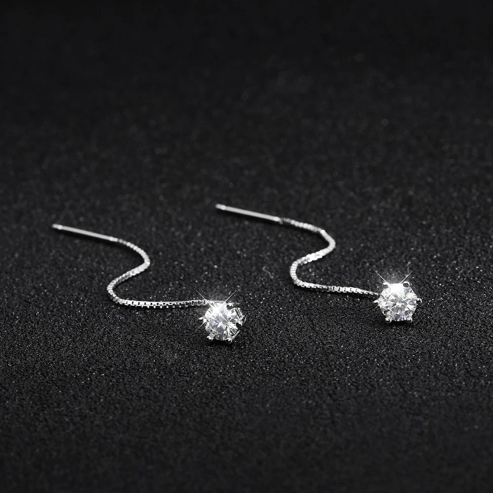 KNOBSPIN D VVS Moissanite 다이아몬드 귀걸이 GRA s 이어 와이어 도금 18k 화이트 골드 럭셔리 귀걸이 여성용