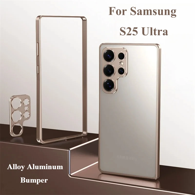 Aluminum Alloy Shockproof Bumper Frame Phone Case with Lens Protector and Bare Metal Feel