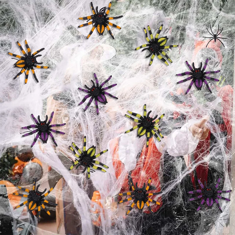 5Pcs Realistic Plastic Spiders Halloween Party Decoration for Home Indoor Outdoor Spider Web Haunted House Spooky Horror Props