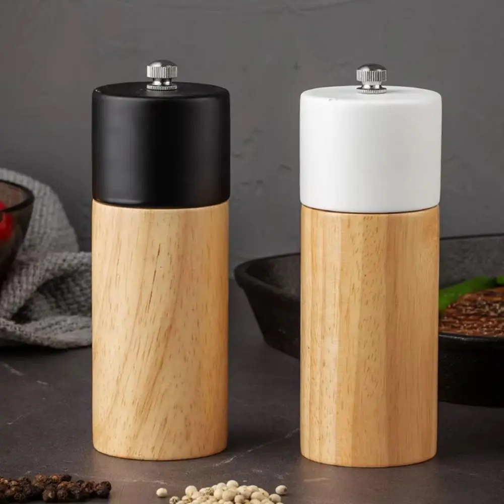 Ceramic Core Wooden Spices Grinder Large Capacity Adjustable Manual Salt Mills Refillable Comfortable Hand Grinding Tool
