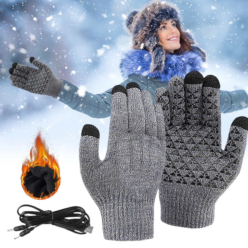 Winter Electric Heated Touch Screen Gloves for Skiing Riding